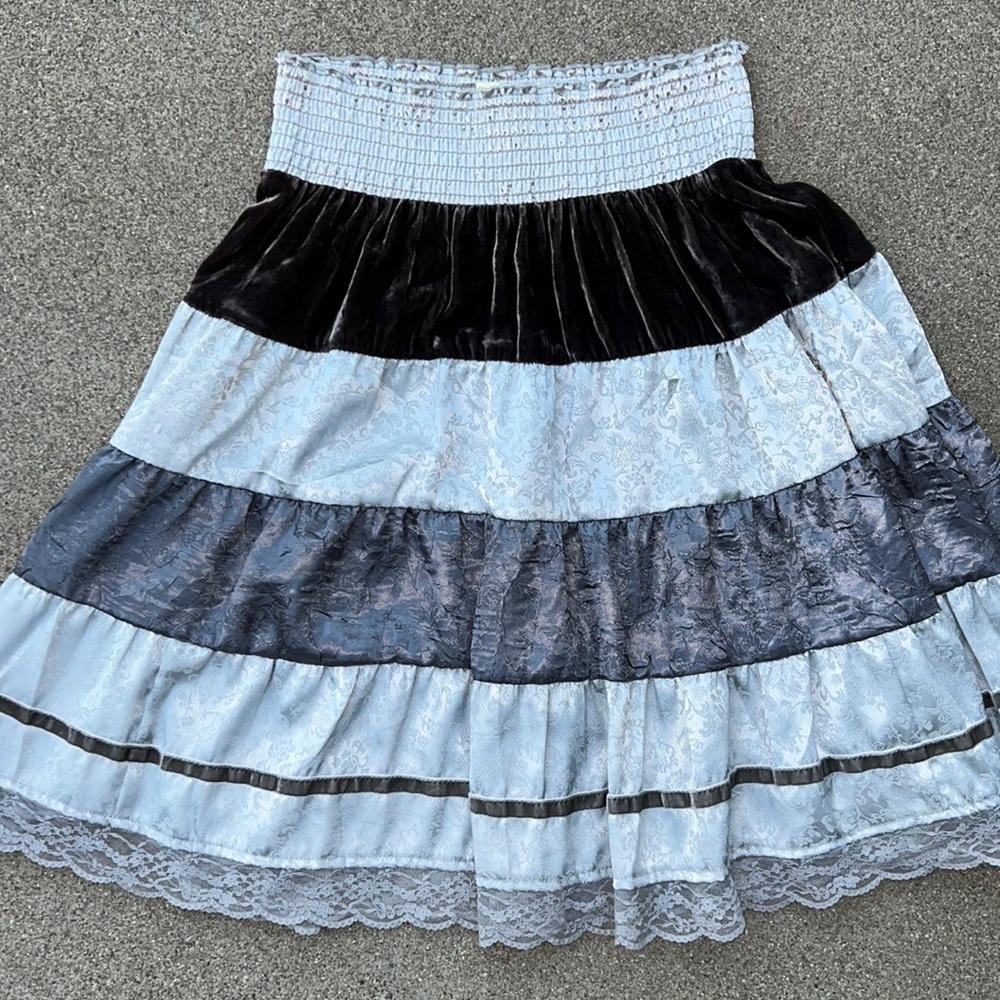 Free People Velvet Silk Lace Skirt Size Small
